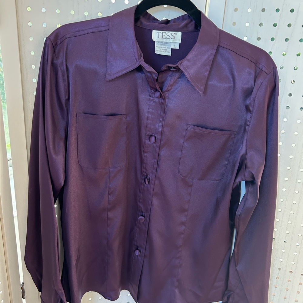 TESS Women's Purple Sateen Blouse